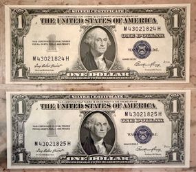 1935E Consecutive Serials Silver Certificates Bank Notes Dollar Bills