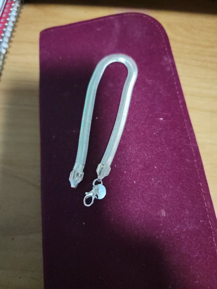 8 Inch Sterling Silver Herringbone Bracelet 4mm