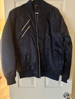 Men’s Brand New Navy Blue Bomber Jacket With Zippers & Pockets