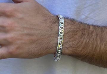 Solid 925 Sterling Silver Double Curb Cuban Chain Bracelet TIGHT LINK