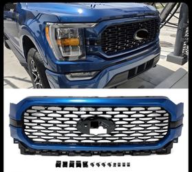 HX Atlas Blue Front Bumper Upper Grille For Ford F150 F-150 XLT 2021 2022 2023
