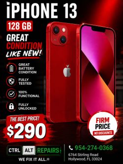 🔴 iPhone 13 - 128GB - Red - Fully Unlocked 🔴
💲 ONLY $290 – FIRM PRICE 🚫 No discounts. No trades.