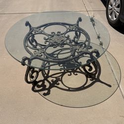Thomasville Glass Top Coffee Table - Ornate Metal 