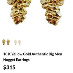 10k Big Chunky Nugget Earrings With 10k Gold Long Box Chain 425 Firm 3 Months Old Only 