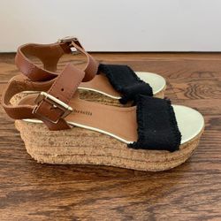 Anthropologie Morena Gabrielle Wedge Sandals Shoes Platform Heel 37 or 6.5 Made in Italy