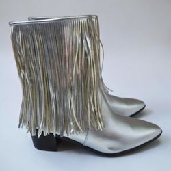 Chase & Chloe Malena Fringe Western Ankle Boots 