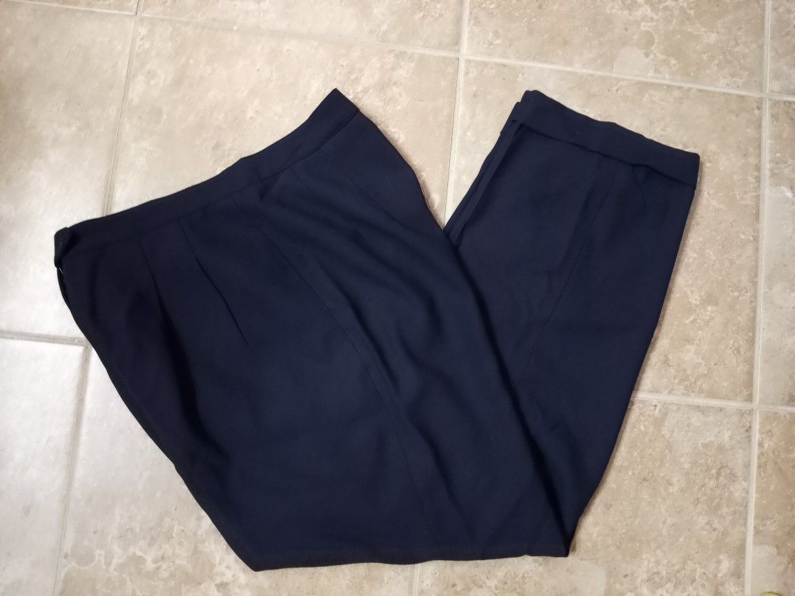 Womens Navy Pleated Front Career Pants Petite Sz.4