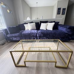 Blue Velvet Crushed Couch