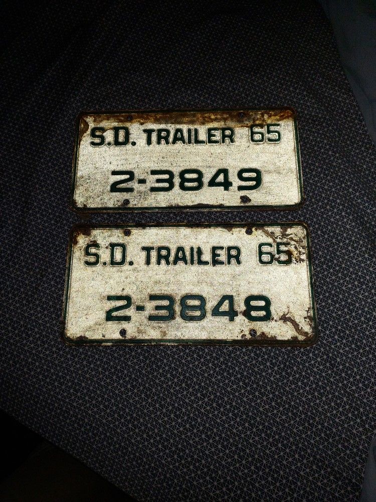 1965 S. D. Trailer Plate Number 2-3849, Two Plates