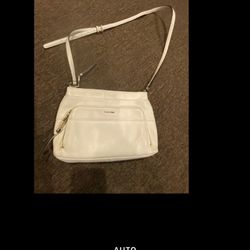 Calvin Klein Ivory Cream Soft Leather Crossbody Shoulder Bag Chain Strap Purse