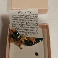 Vintage Kenneth Jay Lane Enameled Shoe Brooch Still in Box