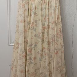 70's Vintage Gunne Sax Romantic Prarie Style Cream Floral Maxi Dress Size 11