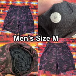 Lululemon Pace Breaker Shorts Men Medium Purple Camo Stretch Lined Activewear 9”