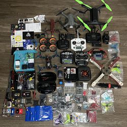 HUGE Lot FPV Drone Racing Quadcopter GPS - Remotes Batteries Parts/Electronics +