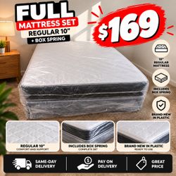 NEW FULL SIZE 54x75” MATTRESS AND BOX SPRING-2pcs