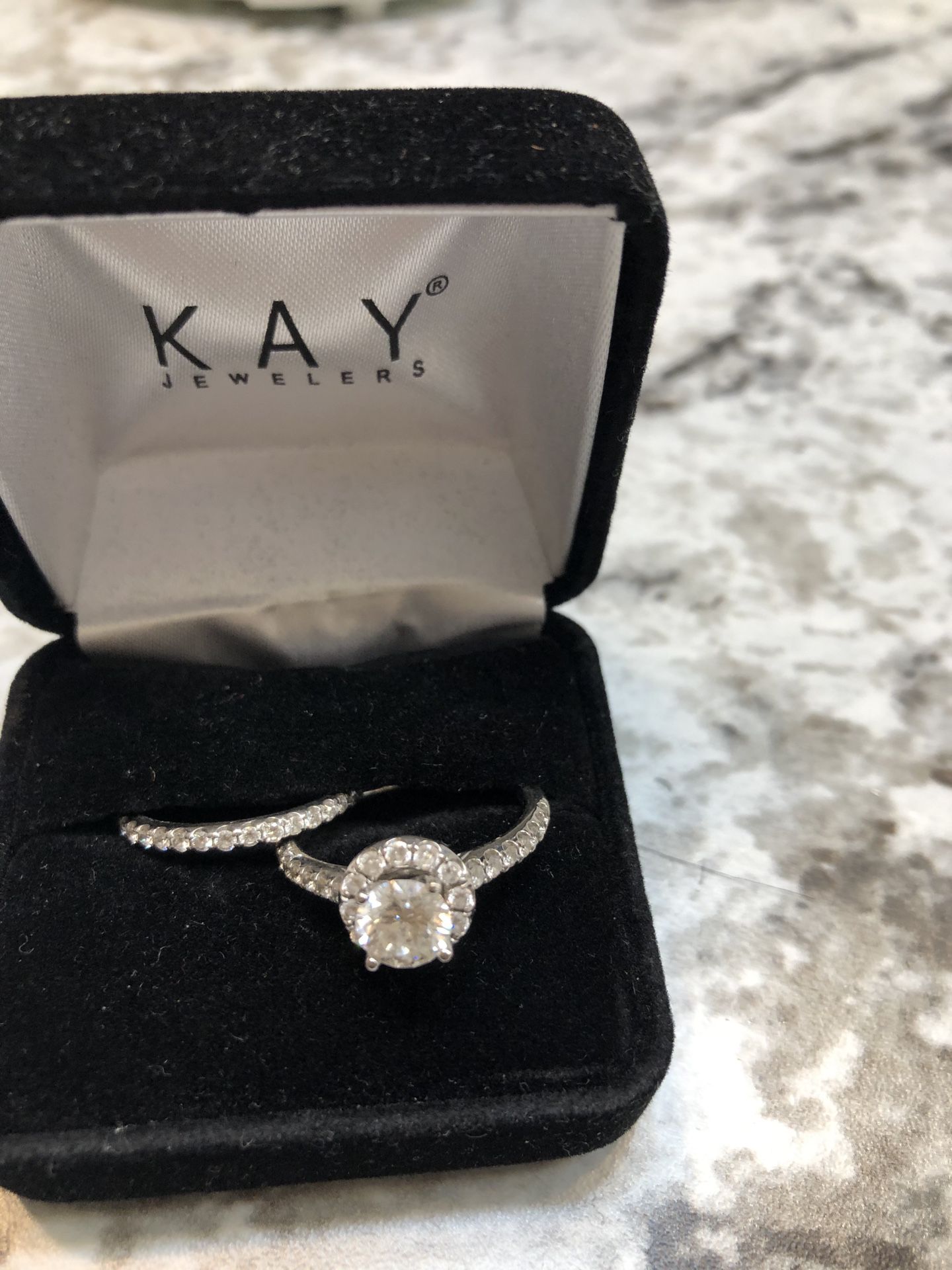 Size 8 wedding and engagement ring