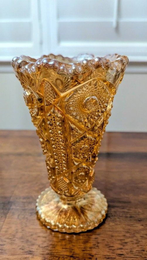 Marigold Carnival Glass Vase