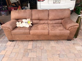 Brown Microfiber 3-Seat Sofa