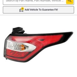 2017-2019 Ford Escape - Passenger Side, Outer Tail Light, with Bulb, Halogen, Red and Clear Lens, Ch