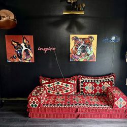 Arabic Majlis floor sofa set, Red Hand Made In Türkiye 