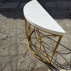Side Table Gold With Faux Marble Top