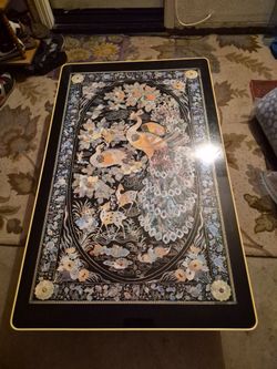 Vintage Korean Chinoiserie low folding tea table