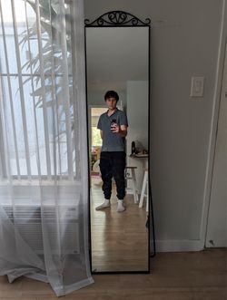 Ornate Black Floor Mirror