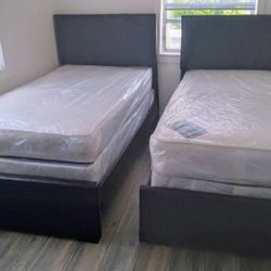 $585 For Both Set Of Twin Beds With Mattress And Boxspring Brand New Free Delivery 