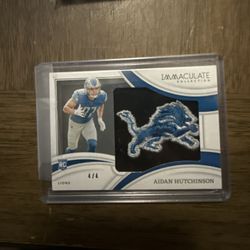 2022 Immaculate Collection Aidan Hutchinson Rookie Team Logo Patch RC # 4/4 