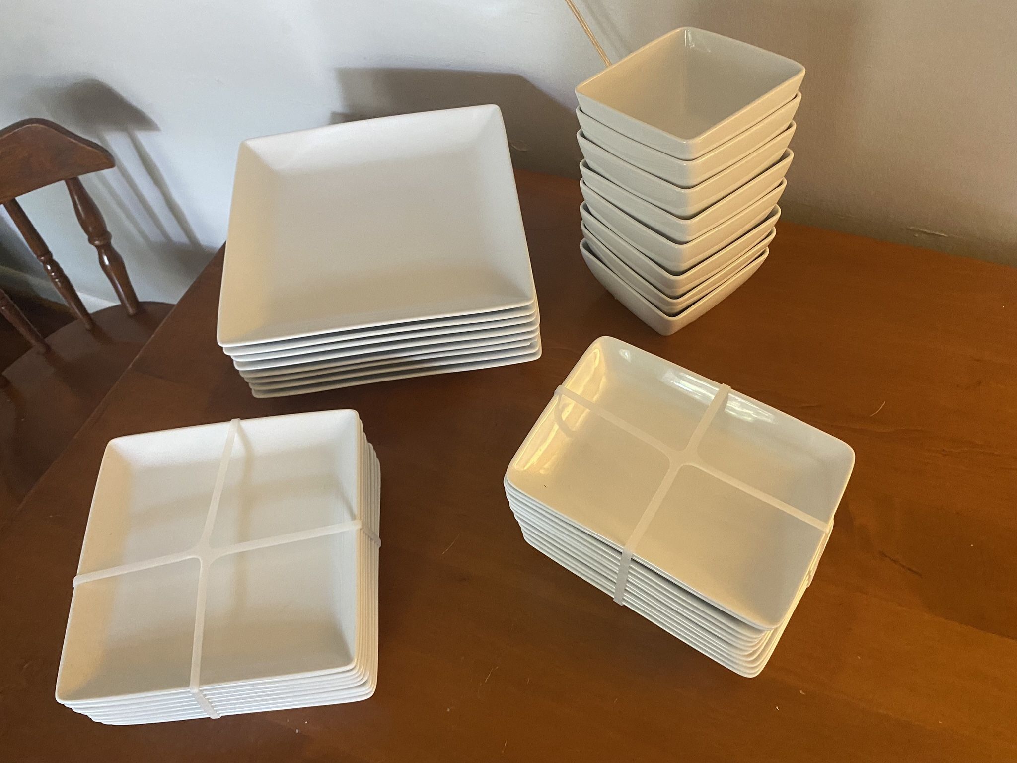 World market large white ceramic dish set NEW plates bowls