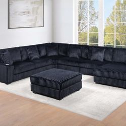 Brand New Modular Comfy Plush Corduroy Sectional Set 