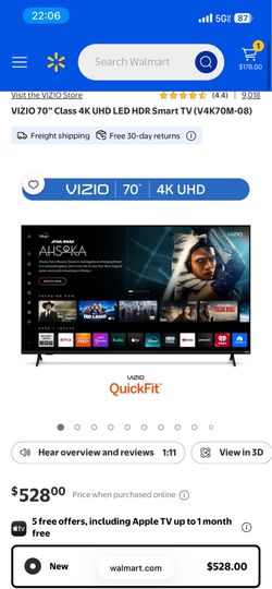 VIZIO 70” Class 4K UHD LED HDR Smart TV