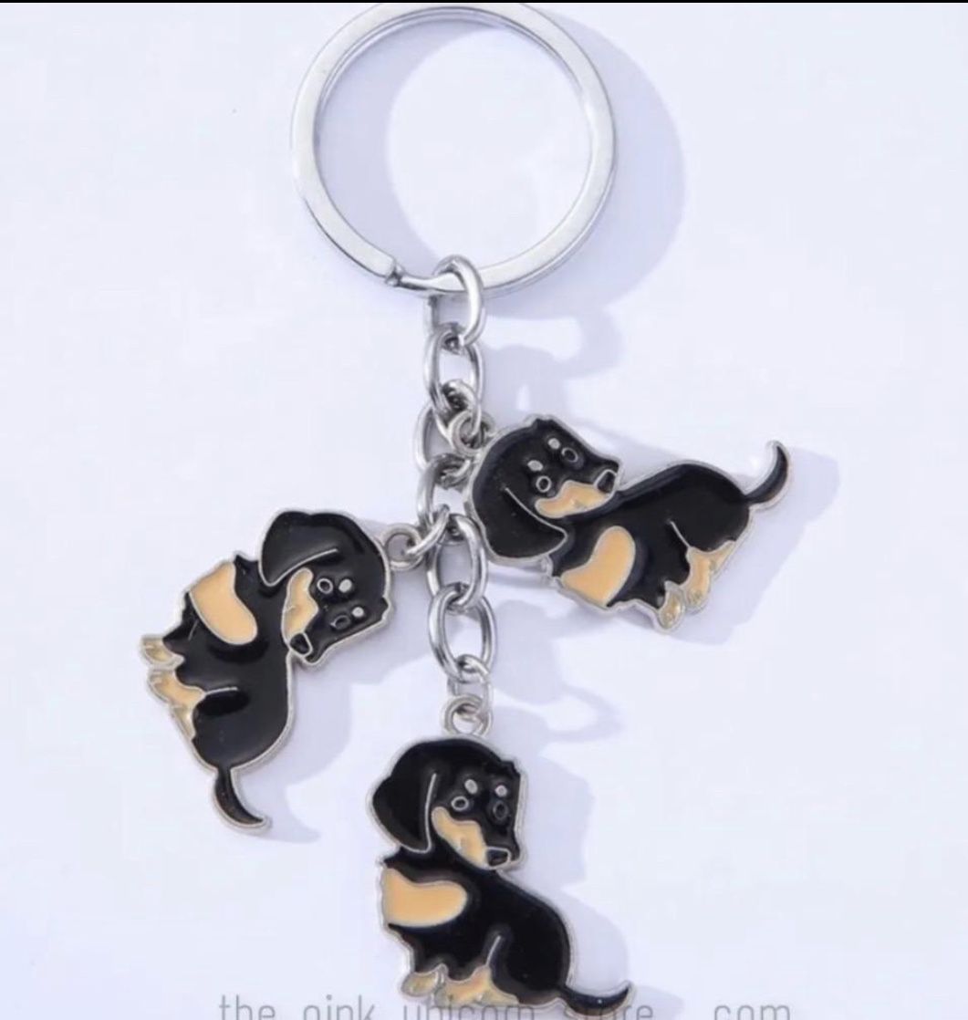 Brand New Dachshund Black Dog Charm Keychain
