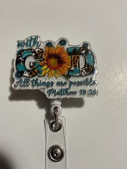 New With God all things are Possible Retractable ID Badge holder