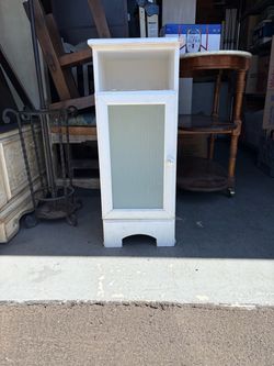 Cabinet. White Wood Cabinet with Glass Door