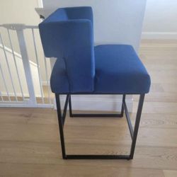 2 Blue Velvet Bar Stools 