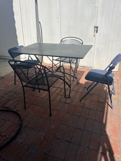 Metal Folding Table & 4 Chairs