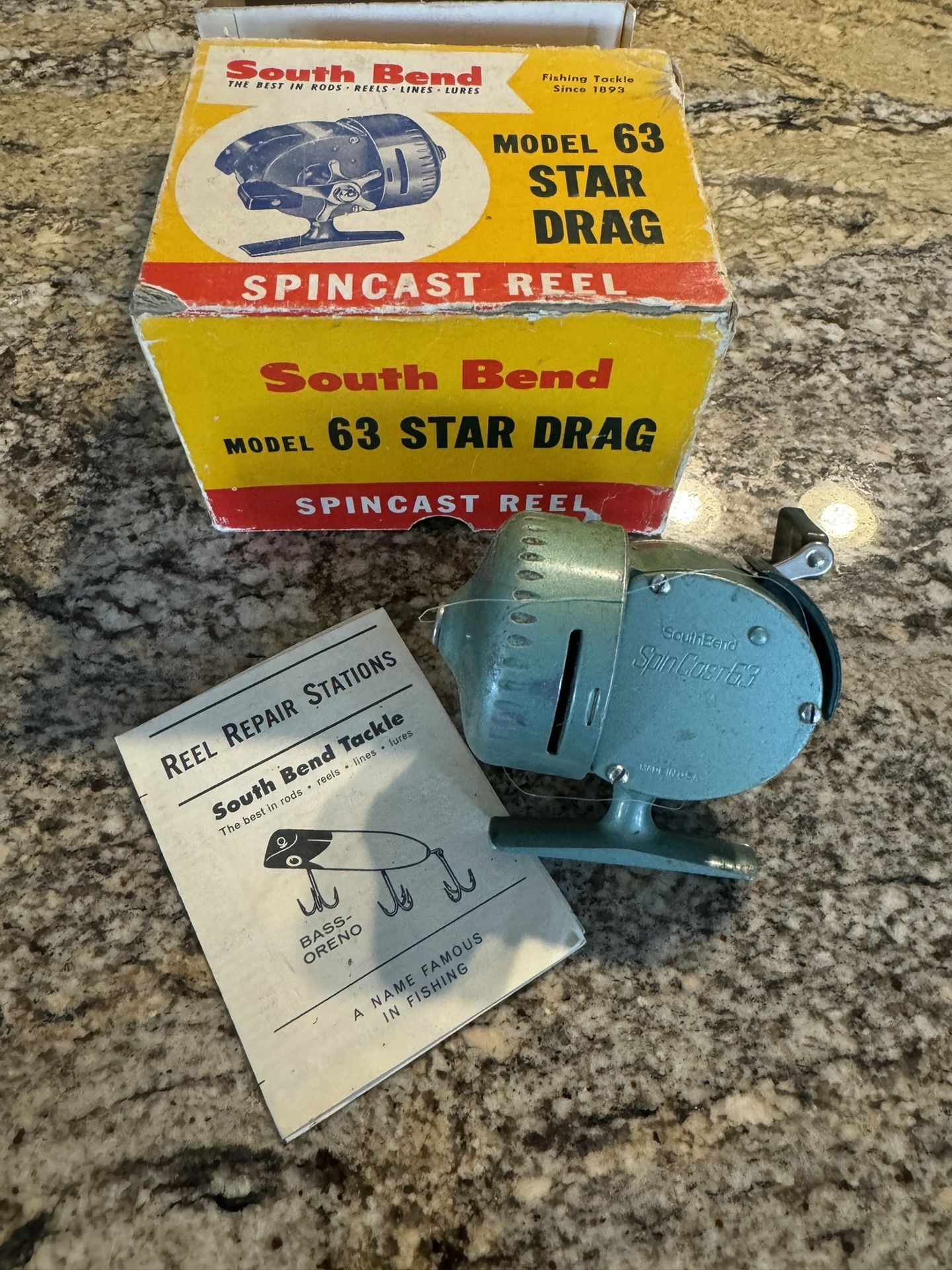 VINTAGE SPIN CAST 63 FISHING REEL - MADE IN THE USA
