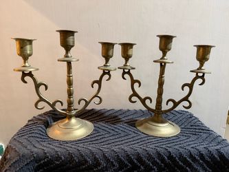 Pair of Brass 3-Arm Candelabras