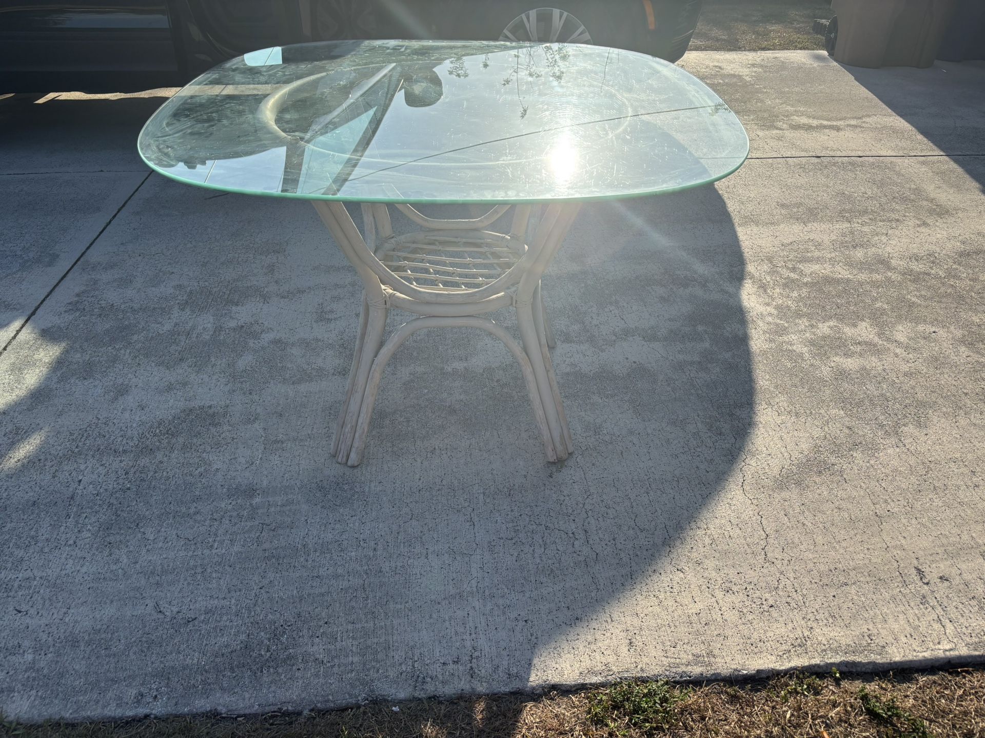 Glass Wicker Table