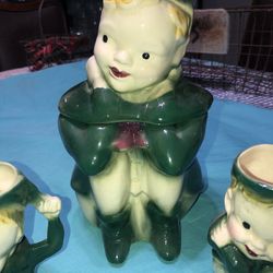 Vintage original Brush Peter Pan cookie Jar and 2 mugs