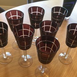 8 Red Wine  Glass Goblets 