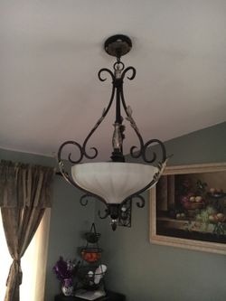 Iron chandalier lamp with 2 wall lamps