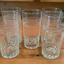 Elegant Clear Crystal Glass Tumbler Set of 5. Etched braided band