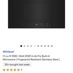 Whirlpool 1.1-cu ft 1000 -Watt 29.87-in Air Fry Built-In Microwave (Fingerprint Resistant Stainless Steel)