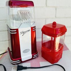 New Without Box Retro Nostalgia Electric Popcorn Machine With Popcorn Stand Glass Kernel Storage Jar Súper Cute