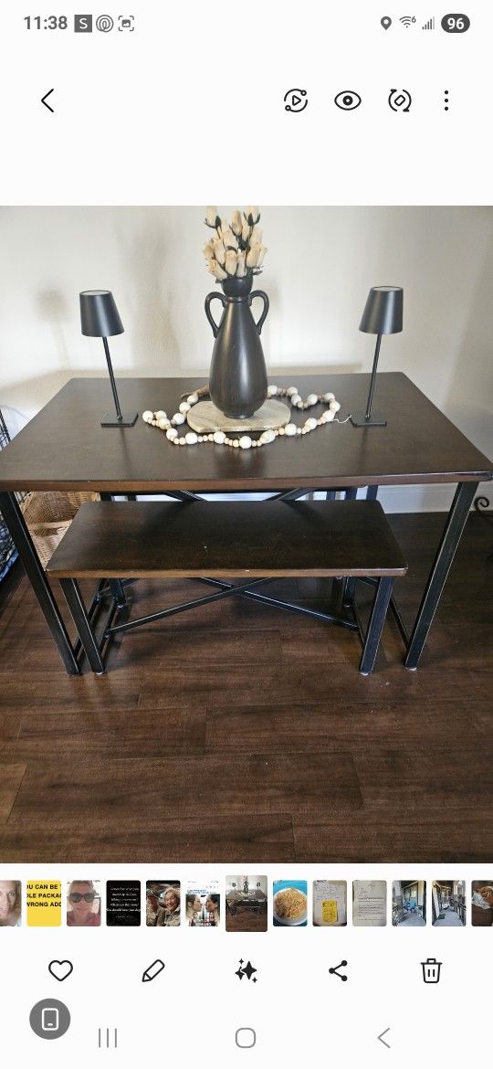Solid Wood Table With 2 Benches