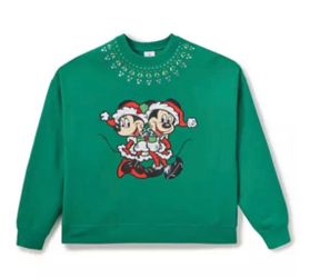 Disney Santa Mickey and Minnie Sweatshirt for Women Size L