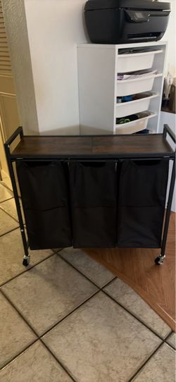3-Bag Rolling Laundry Sorter with Shelf