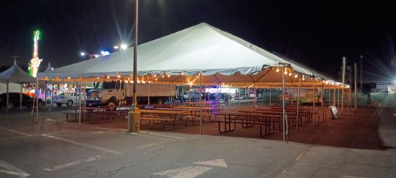 White tent 40x60, tables, chairs, tablecloths, decorations, lights, candlesticks, artificial grass and more